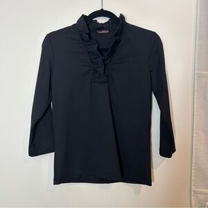 J. McLaughlin Catalina Cloth Durham Top 3/4 Sleeve Black Small
